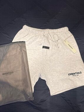 ESSENTIALS Men’s Light oatmeal Cotton Shorts